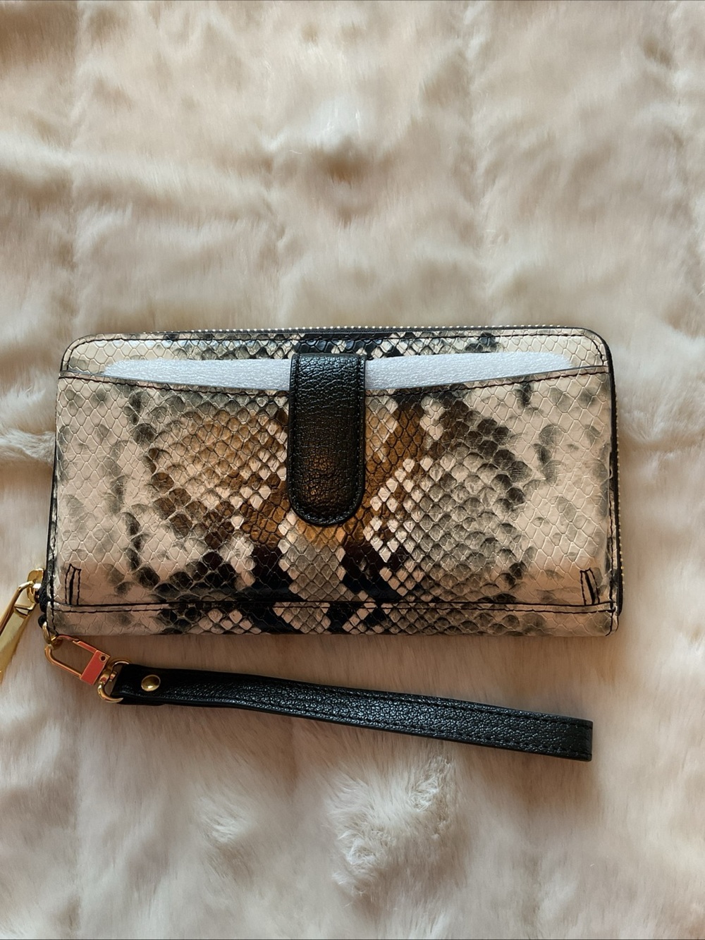 GiGi New York Snake-Embossed Wristlet Wallet - Black & Cream